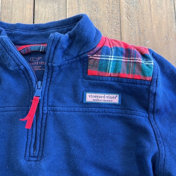 Vineyard vines navy plaid quarter zip pullover - Picture 2 of 5
